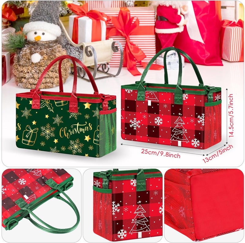 DOOHALO Small Merry Christmas Gift Carry Storage Tote Case with Handle Crossbody Reusable Presents Fabric Packing Bag - Image 2